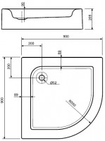KOLO STANDARD PLUS sprchová vanička čtvrtkruhová 90x90x9 cm, akrylátová, s panelem XBN1490000